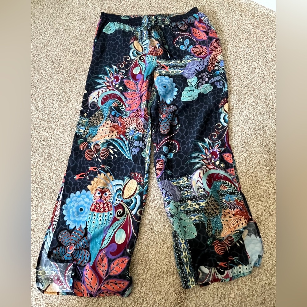 Womens Black Floral Wide-Leg Lounge Pants